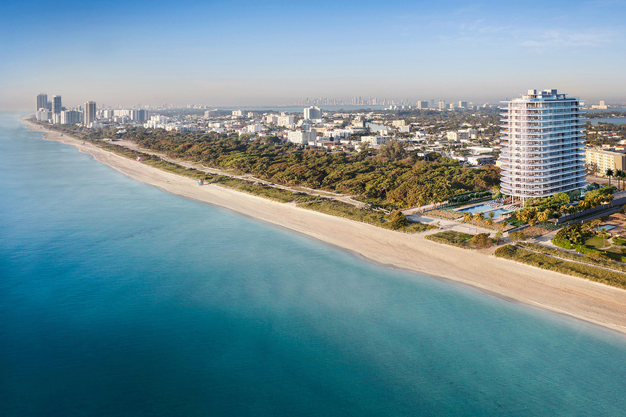 A rendering of the exterior of the 70-residence Eighty Seven Park in Miami Beach's North Beach neighb