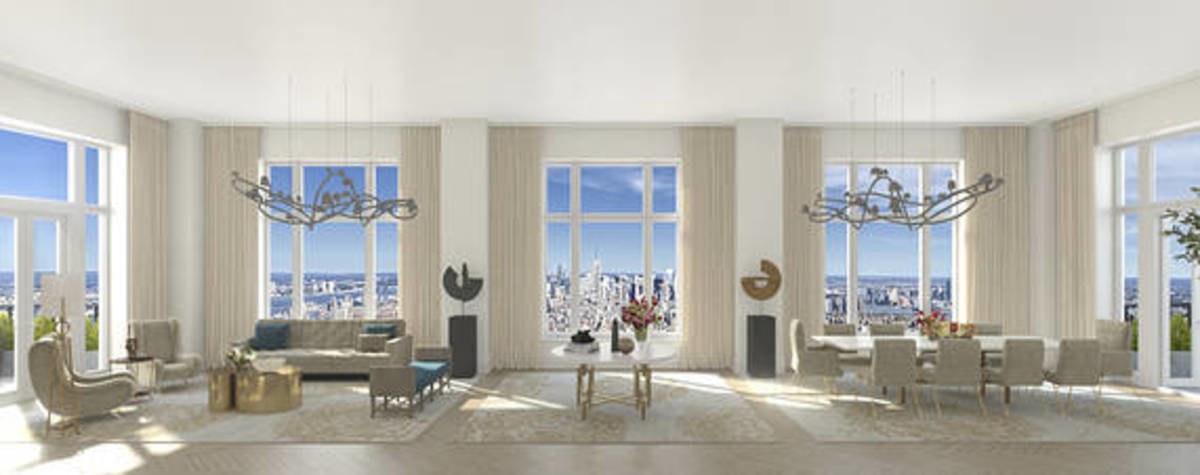A rendering of the penthouse. The tower includes a Four Seasons hotel topped by 157 condos.