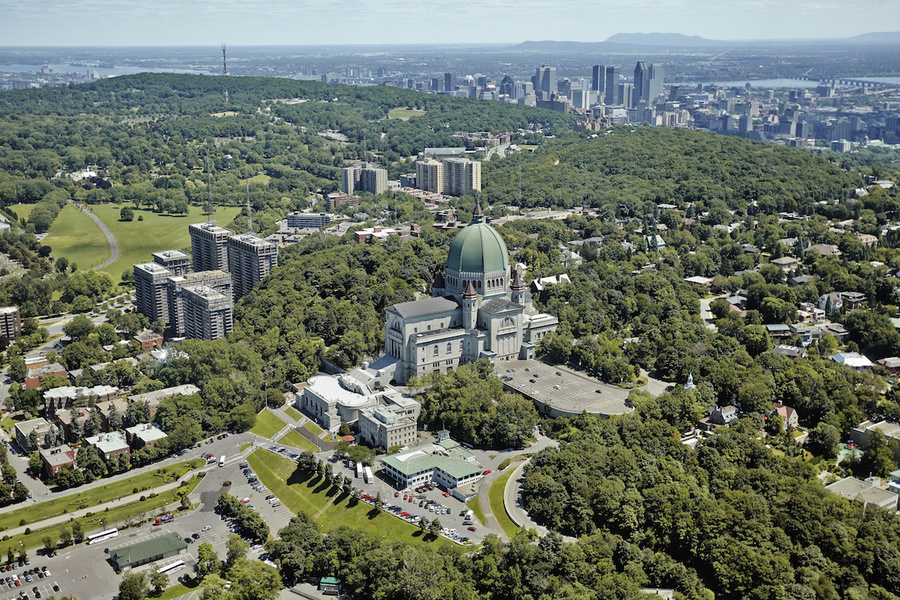 An ariel view of Saint Josephs Oratory and Westmount Summit